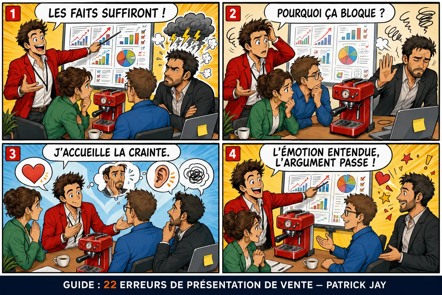 Avant d’ajouter des arguments rationnels, le vendeur accueille l’inquiétude qui freine le client