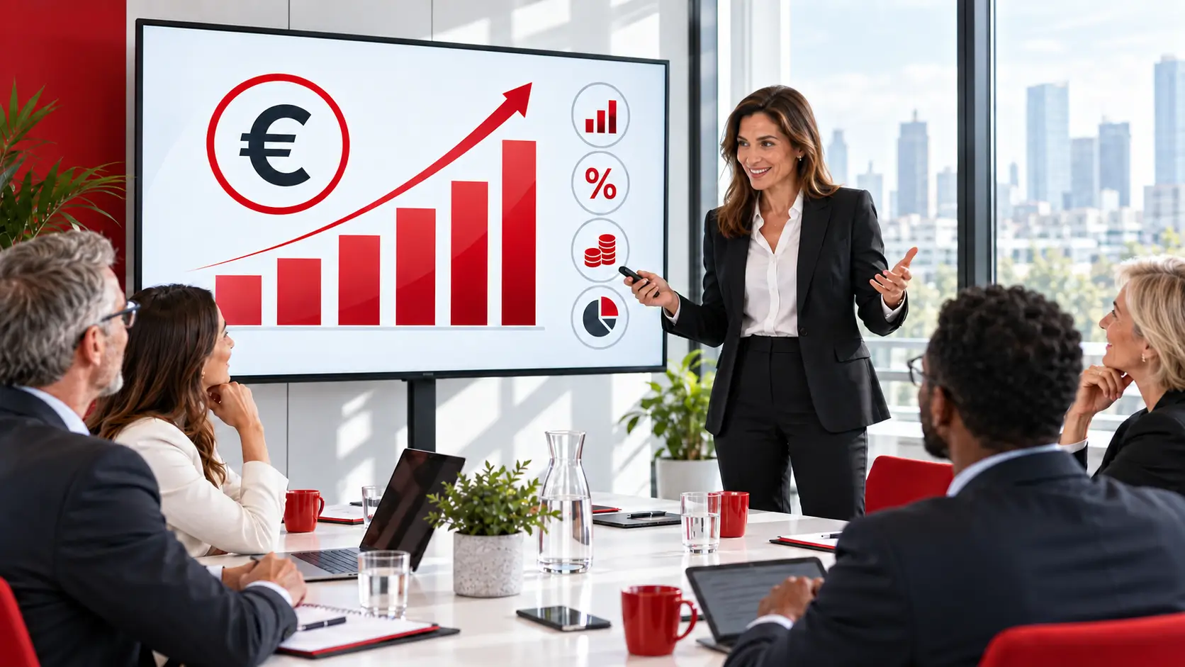 Entraînement à une présentation commerciale devant des clients