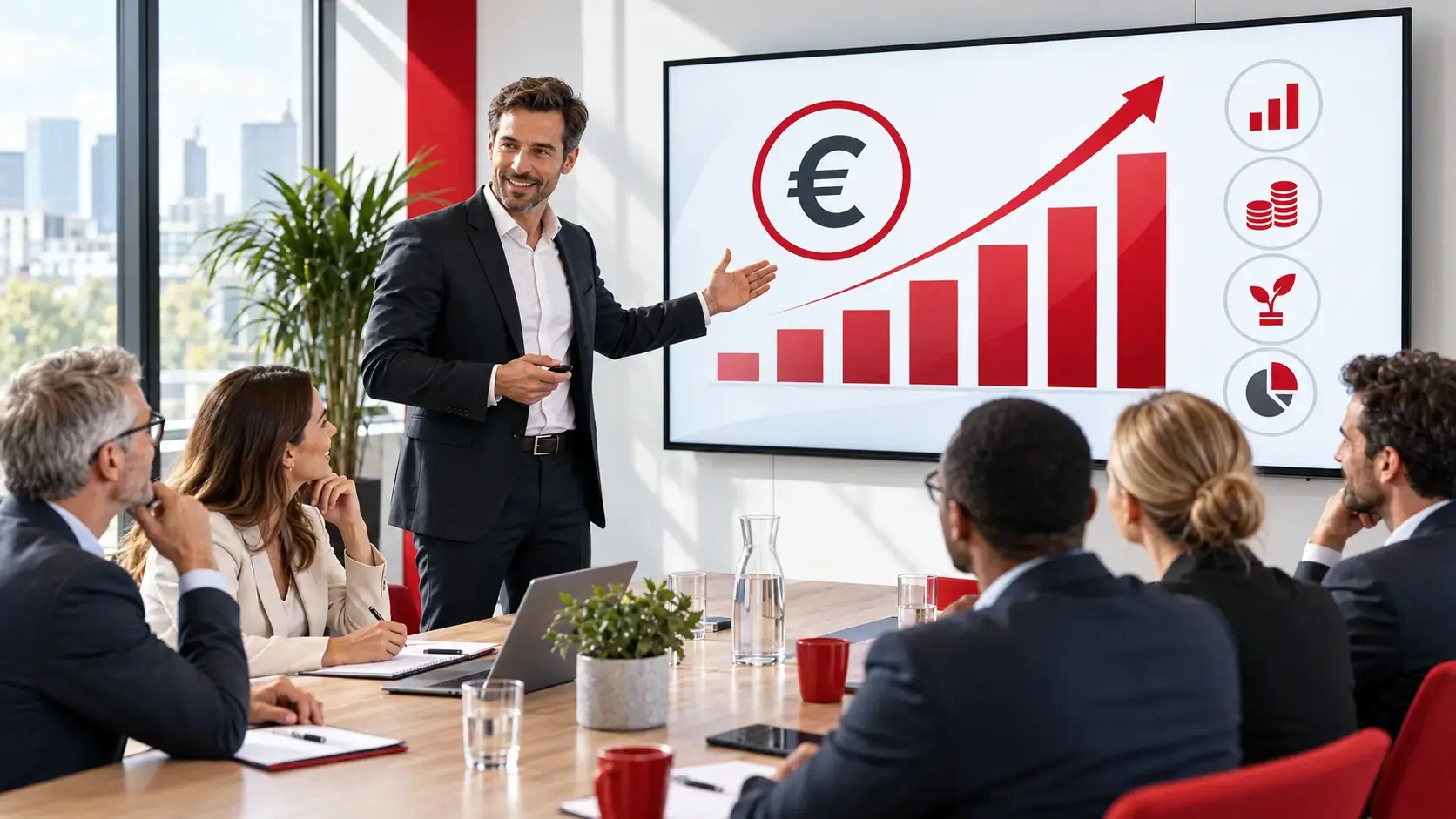 Présentation commerciale B2B devant un client